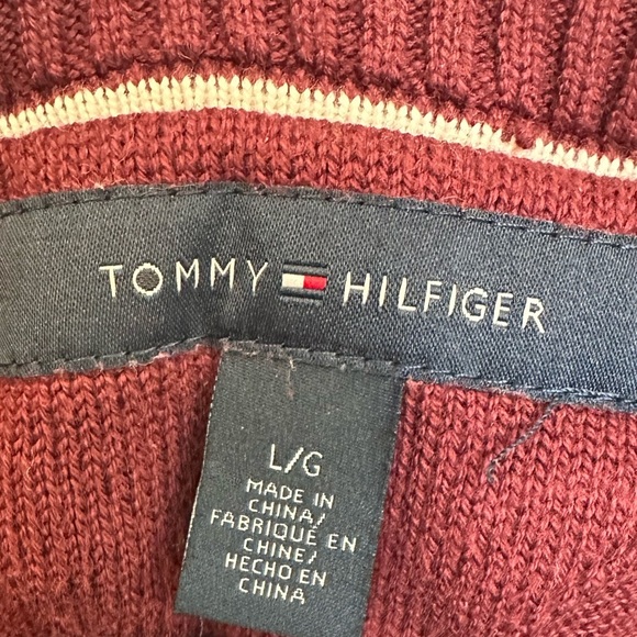 Tommy Hilfiger Mens Argyle Sleeveless Sweater Vest Burgundy/Gray/Navy L #1634 - Picture 3 of 6